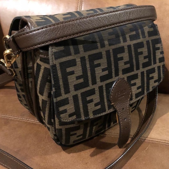 Fendi Handbags - FENDI Zucca Double Sided Top Handle Saddle Bag